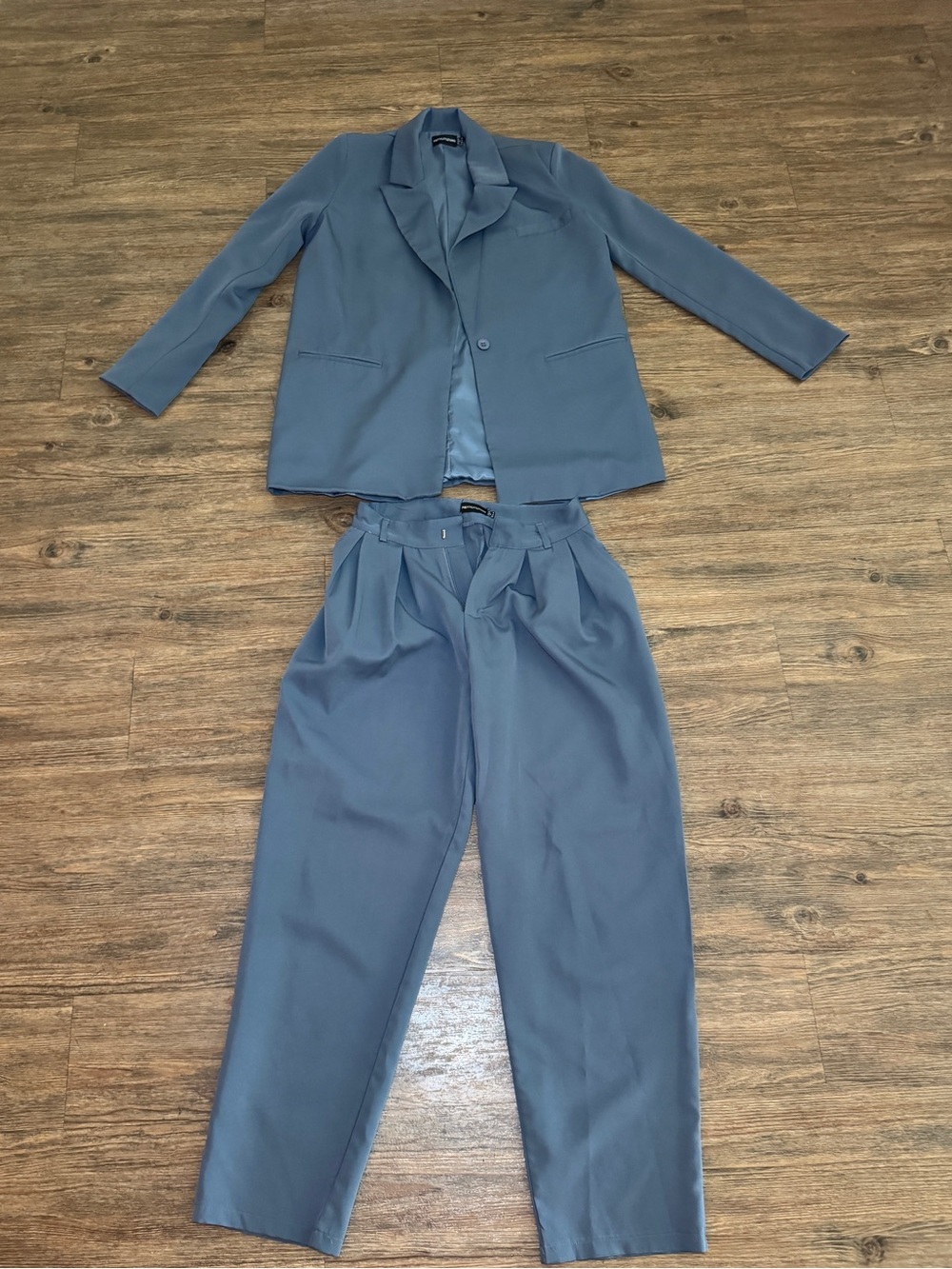 Navy Blue Oversized Suit Blazer Jacket Pants Set Pretty Little Thing - Size 0